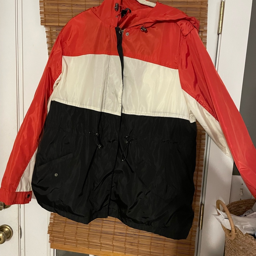 Colorblock Windbreaker Jacket - Red, White, Black